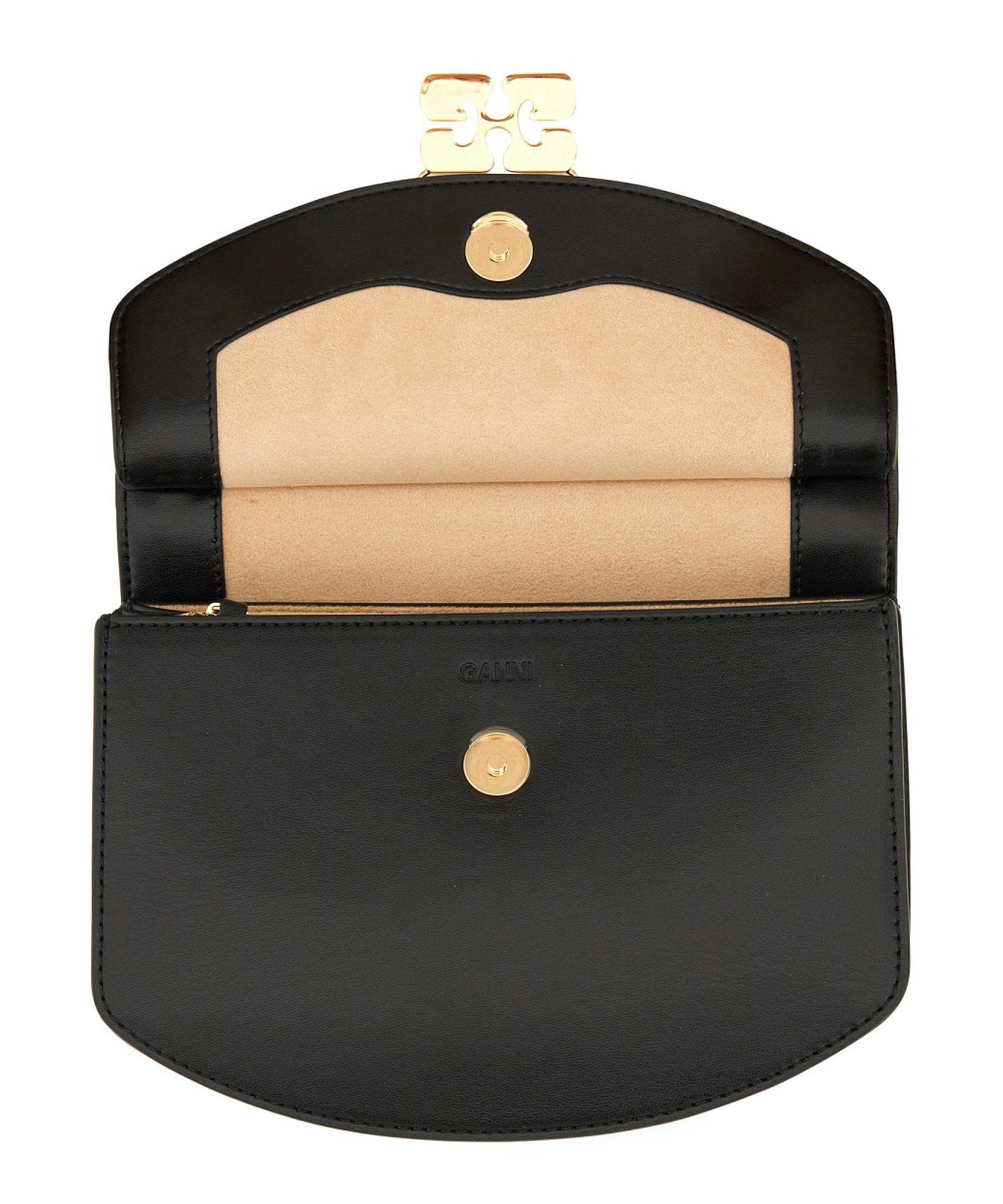 GANNI Small Shoulder Bag With Adjustable Strap And Gold-tone Hardware In Black Product Image