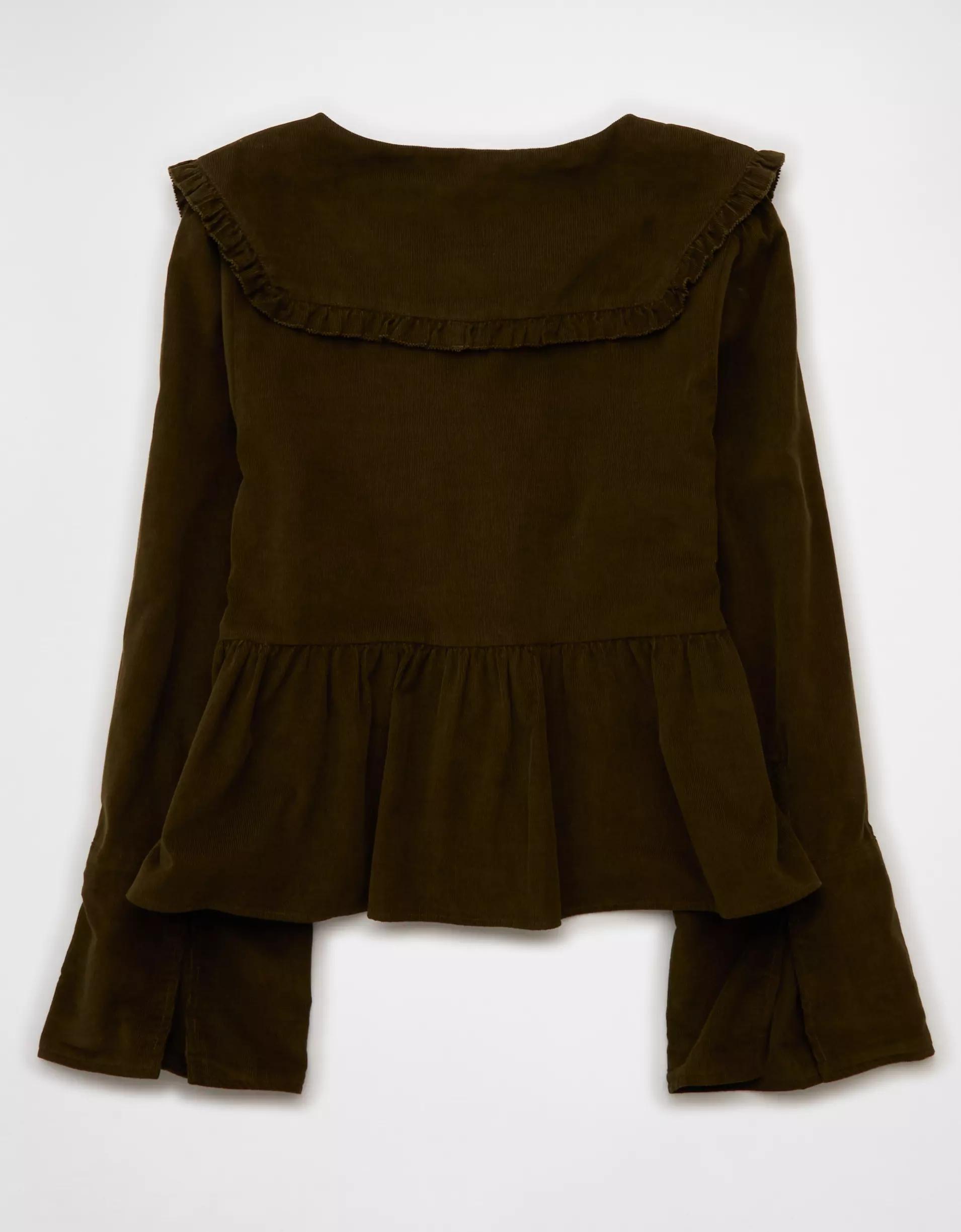 AE Long Sleeve Tie-Front Blouse Product Image