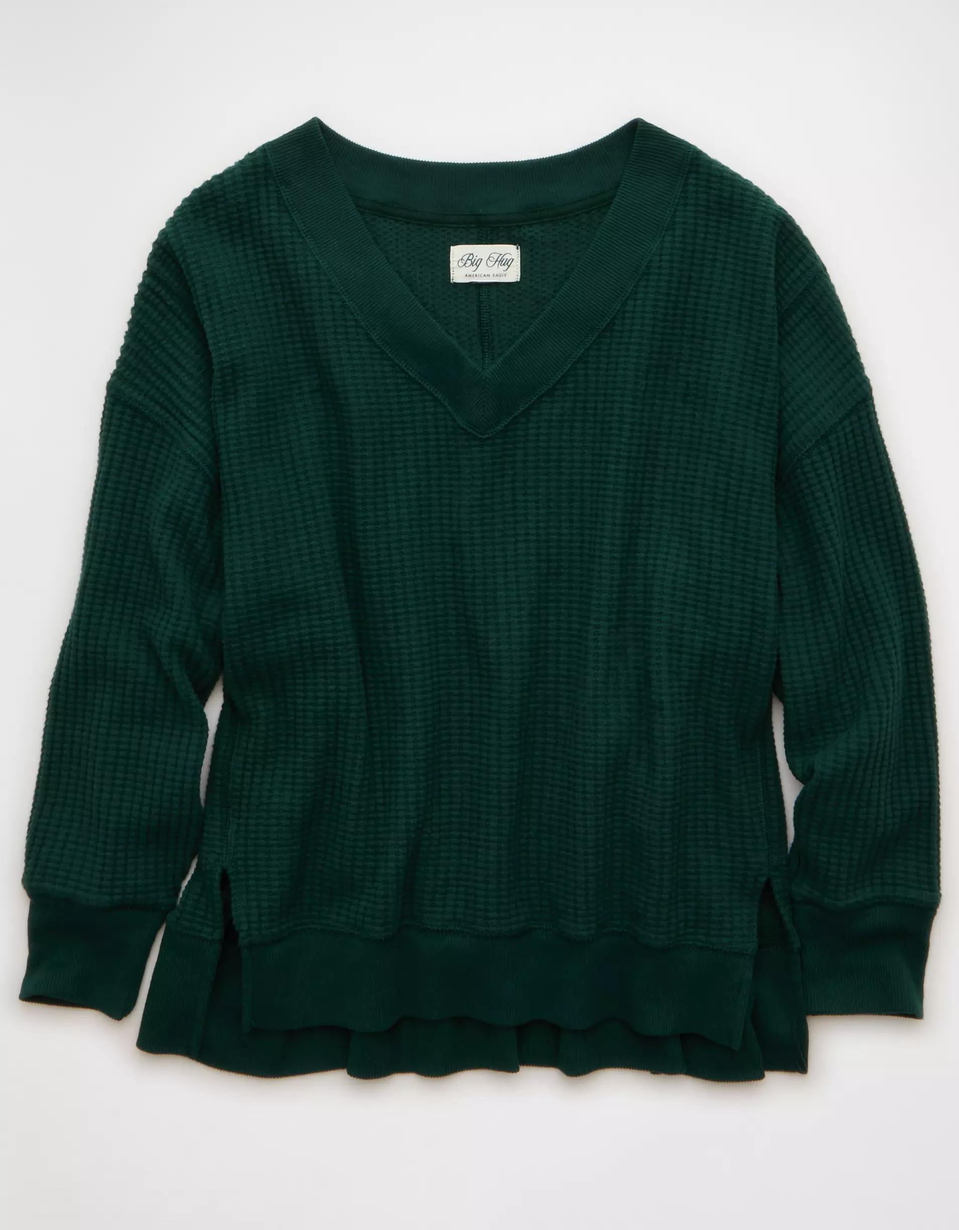 AE Big Hug V-Neck Waffle Sweatshirt Product Image