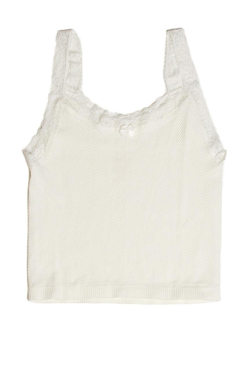 Seamless Lace Trim Bow Tank Top Product Image