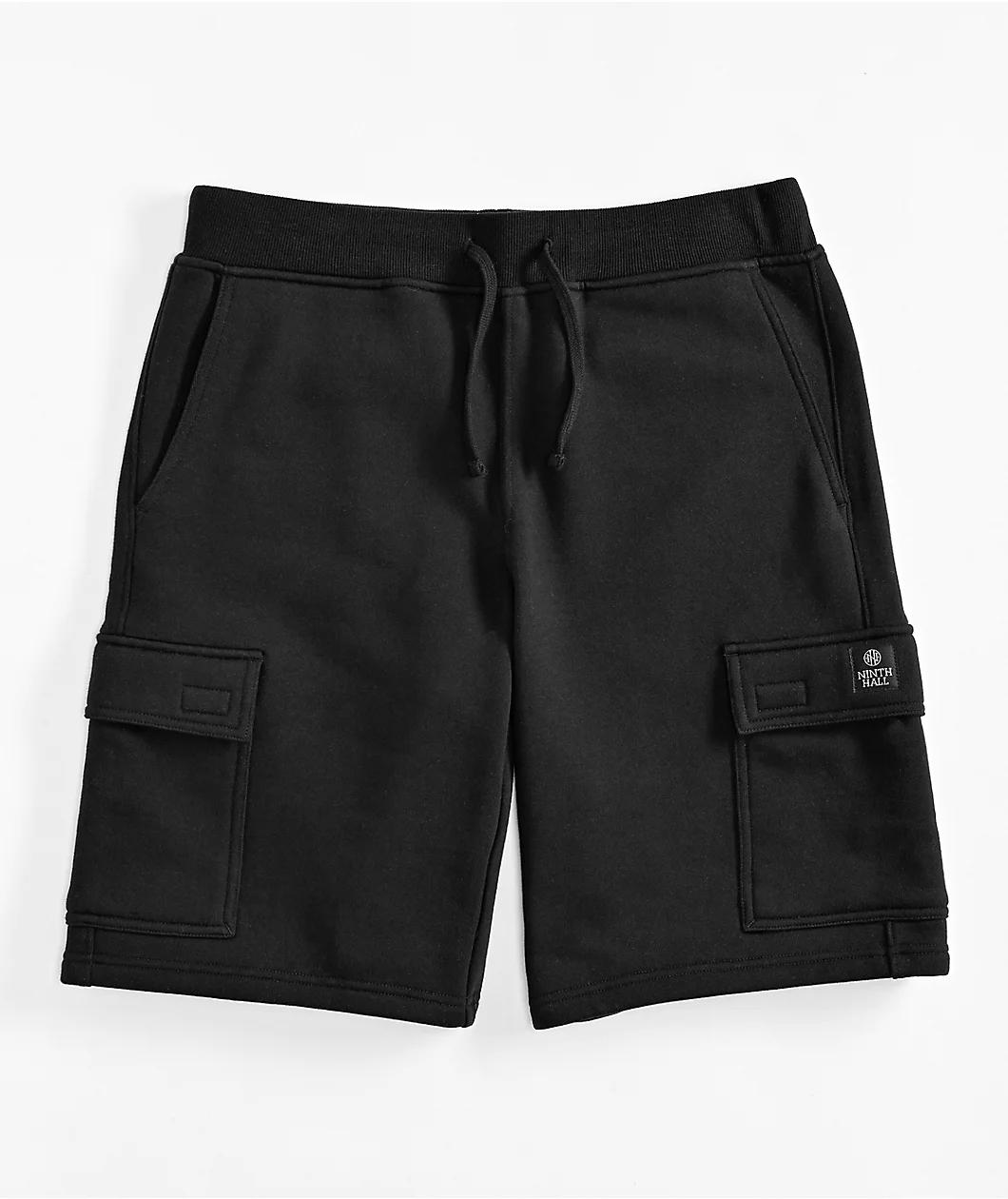 Ninth Hall Fundamentals Black Cargo Skate Sweat Shorts Product Image