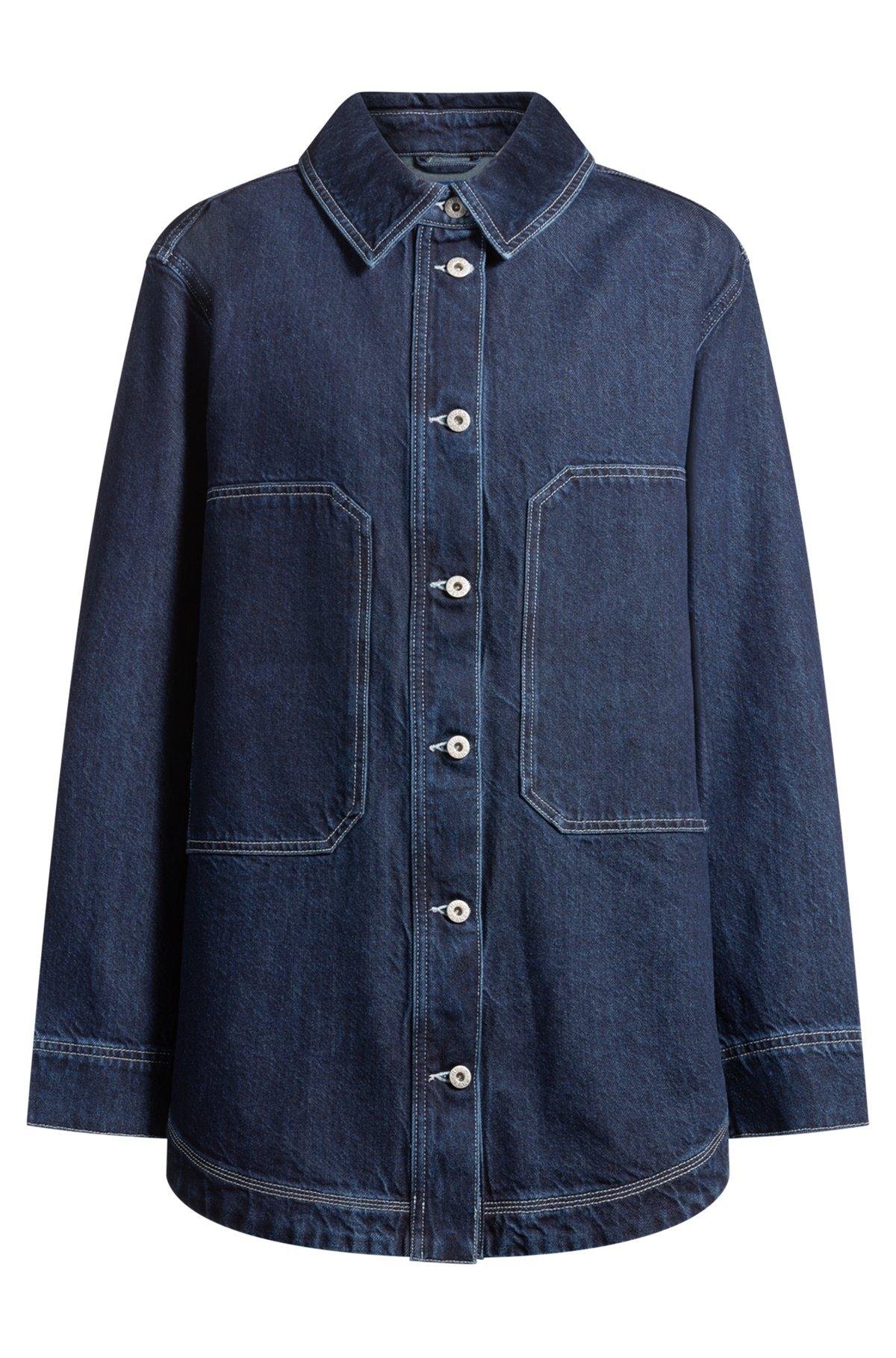 Oversize-fit denim jacket with contrast stitching Product Image
