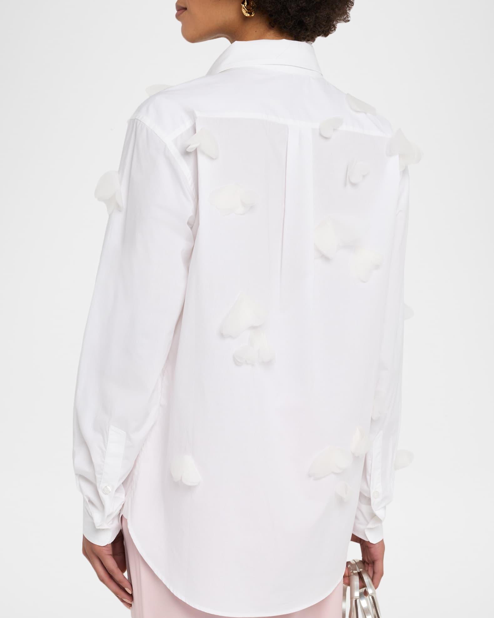 Organza Butterfly Button-Down Cotton Shirt Product Image