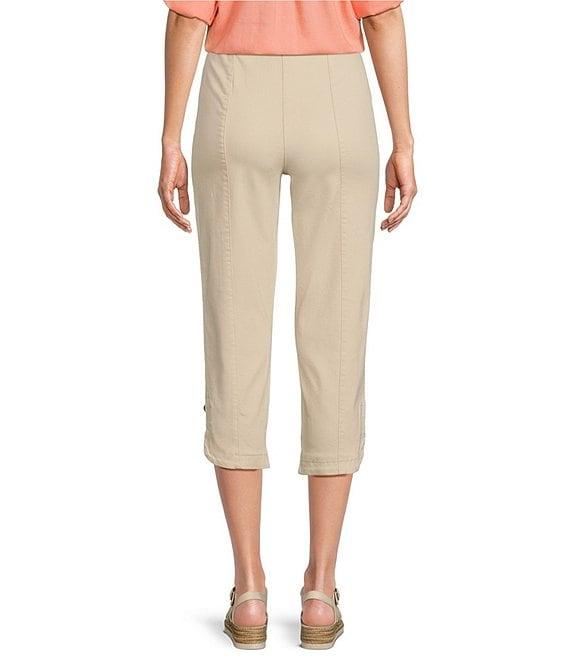 Intro Pull-On Curved Hem Elastic Waist Mid Rise Capri Pants Product Image