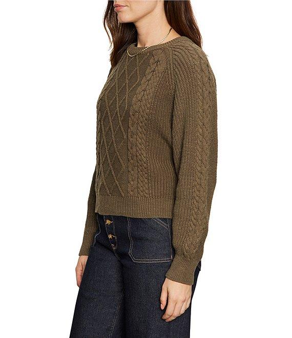 Sanctuary Nomad Cotton Slub Yarn Crew Neck Long Sleeve Cable Popover Top Product Image