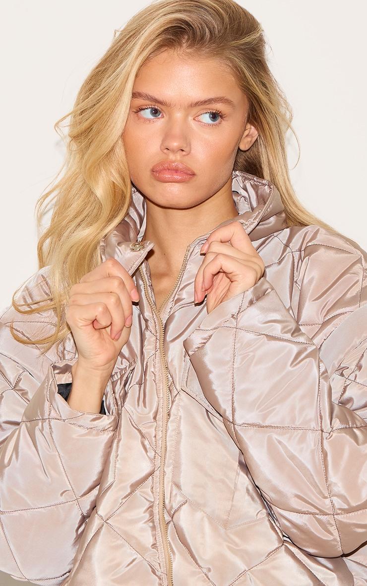 Taupe Cropped Quilted Jacket Product Image