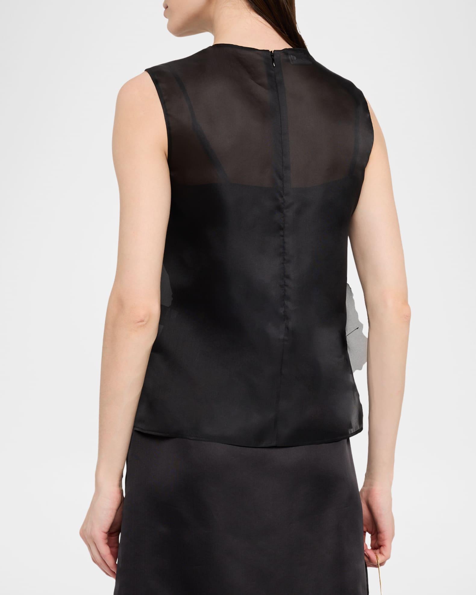 Embellished 3D Anemone Silk Organza Blouse Product Image