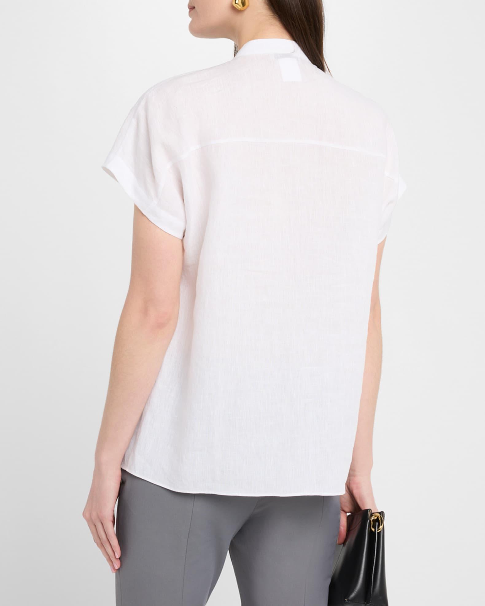 Ruched Pintuck Linen Blouse Product Image