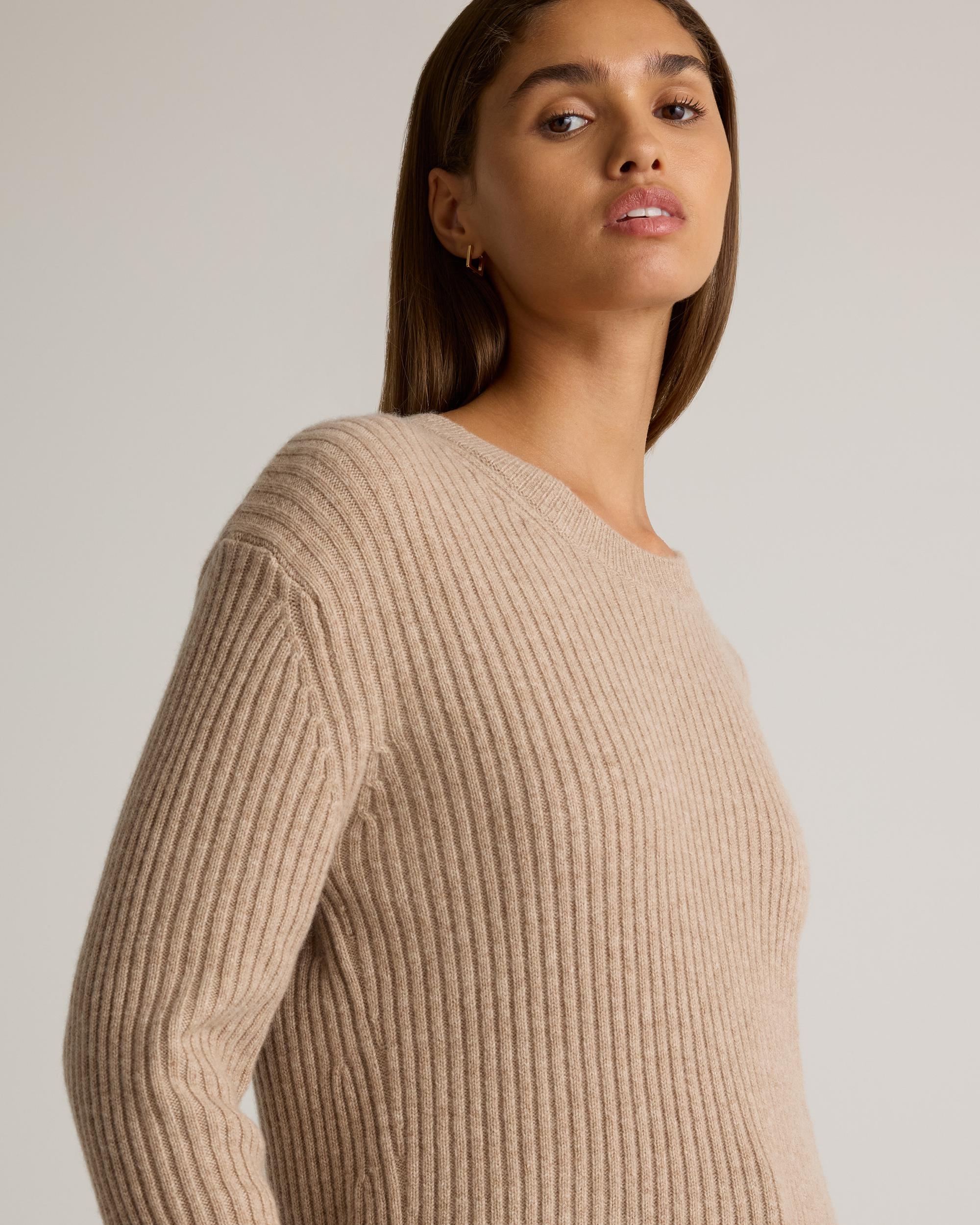 Quince | Women's Mongolian Cashmere Relaxed Wide-Rib Crewneck Sweater Product Image