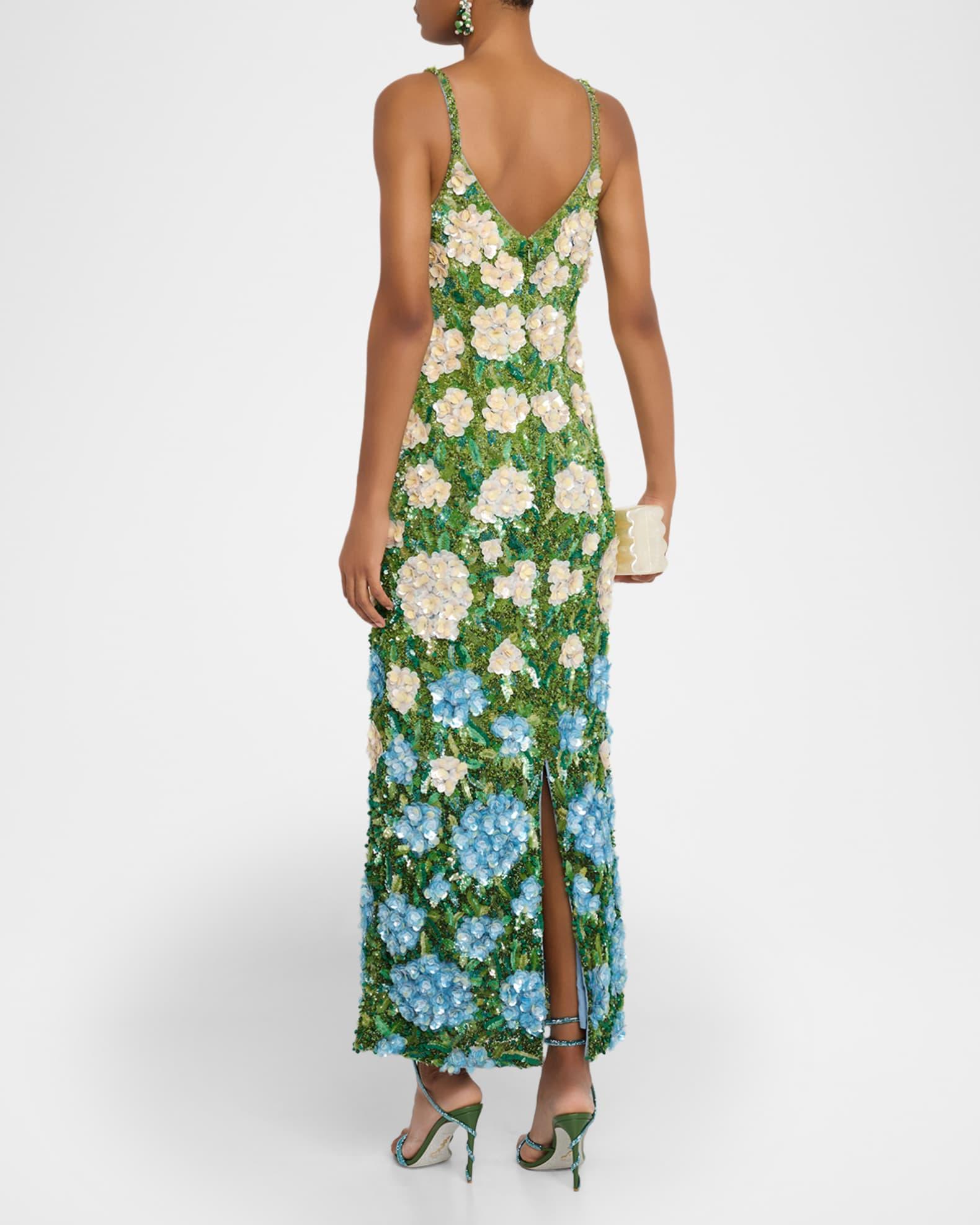 Hand Embellished Hydrangea Midi Cocktail Dress Product Image