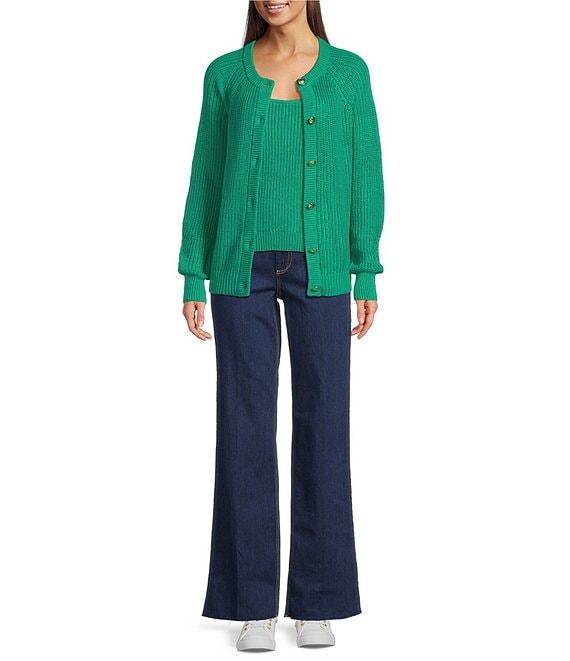 Lilly Pulitzer Bristow Combed Cotton Knit Crew Neck Long Sleeve Cardigan Product Image