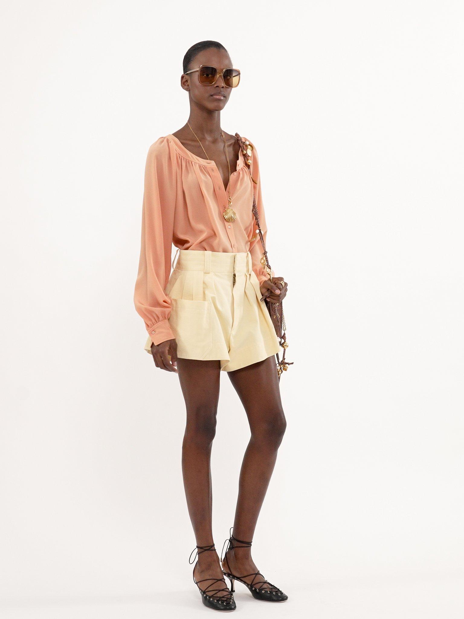 Scoop-neck blouse in crêpe de chine Product Image