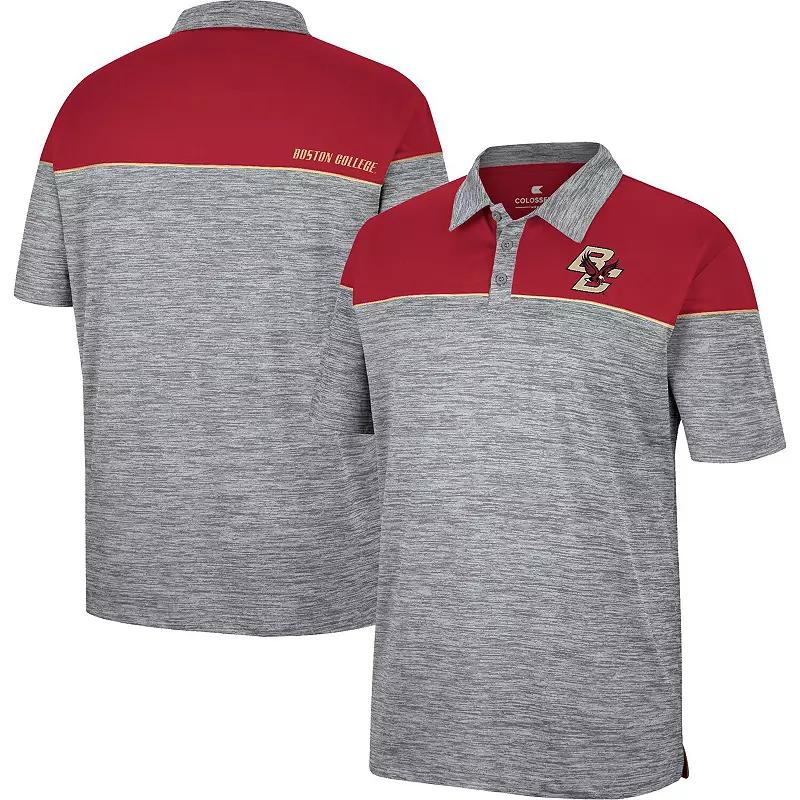 Men's Colosseum Heathered Gray/Maroon Boston College Eagles Birdie Polo, Size: 3XL, Grey Product Image