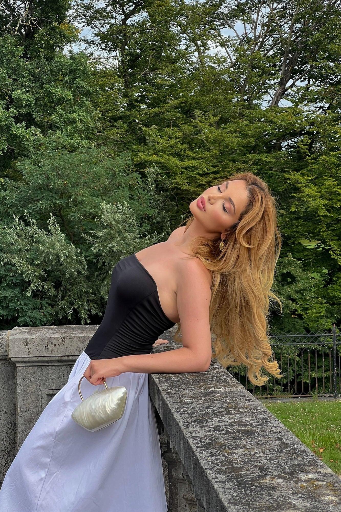 Emorie Strapless Midi Dress - Black/White Product Image