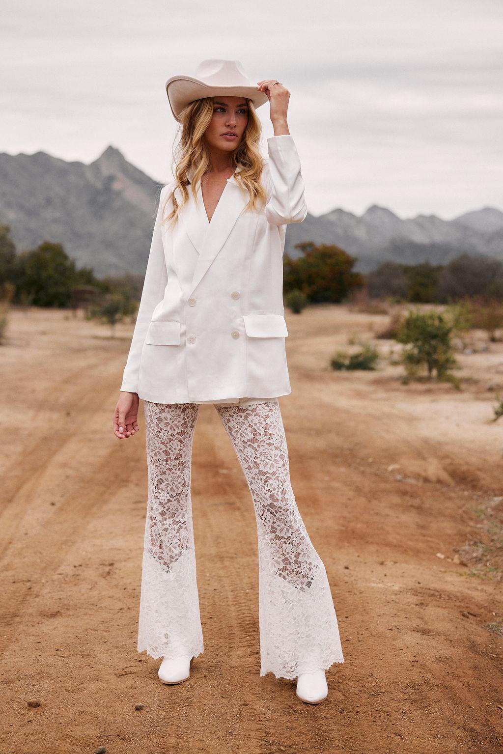 Madison White Satin Blazer Product Image