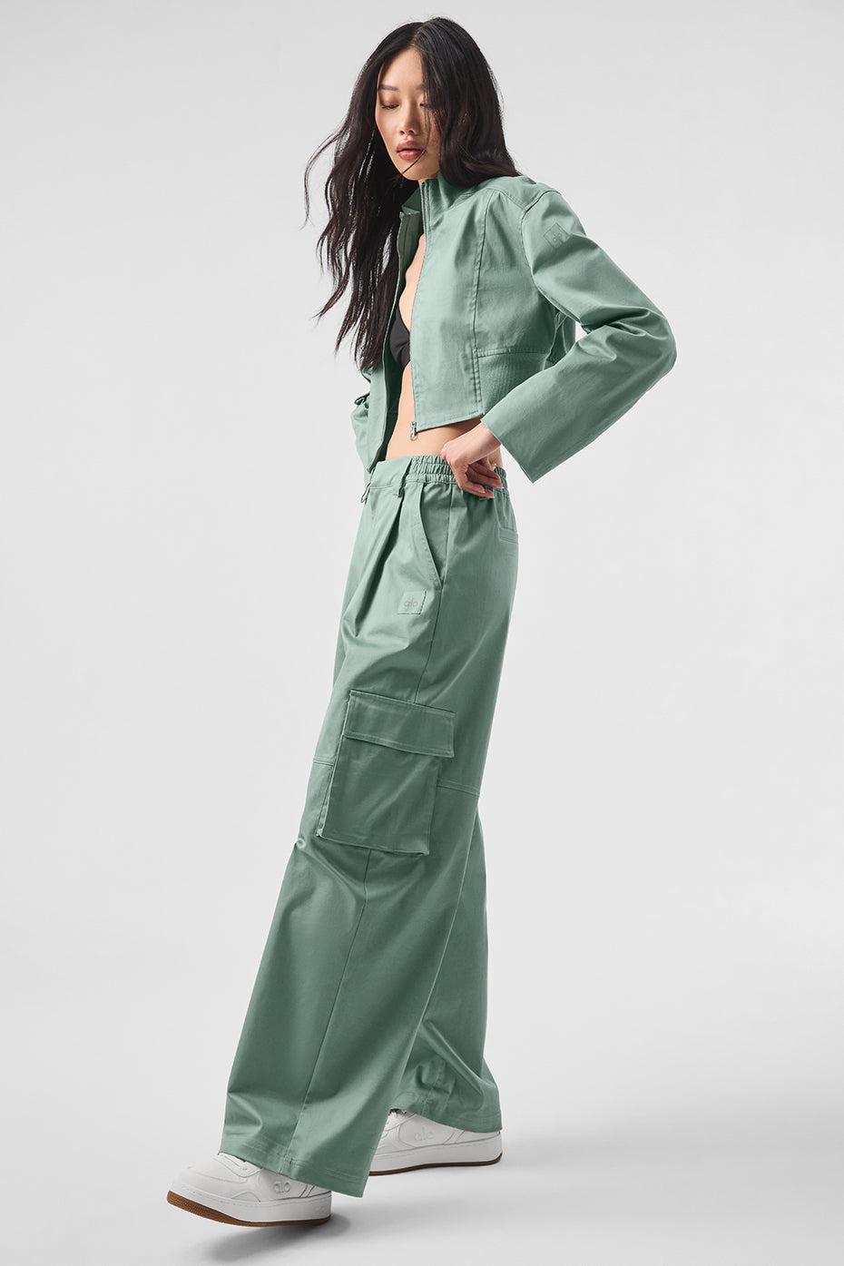 High-Waist Night Out Cargo Trouser - Botanical Green Product Image