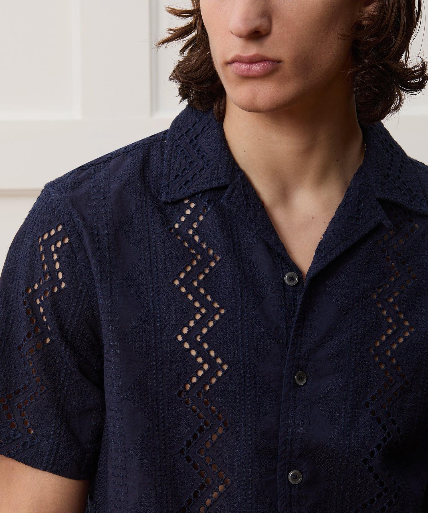 Cropped Cotton Camp Collar Shirt Product Image