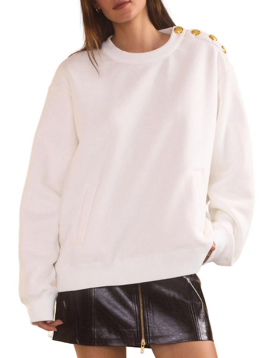 Womens Cotton-Blend Button-Shoulder Sweatshirt Product Image