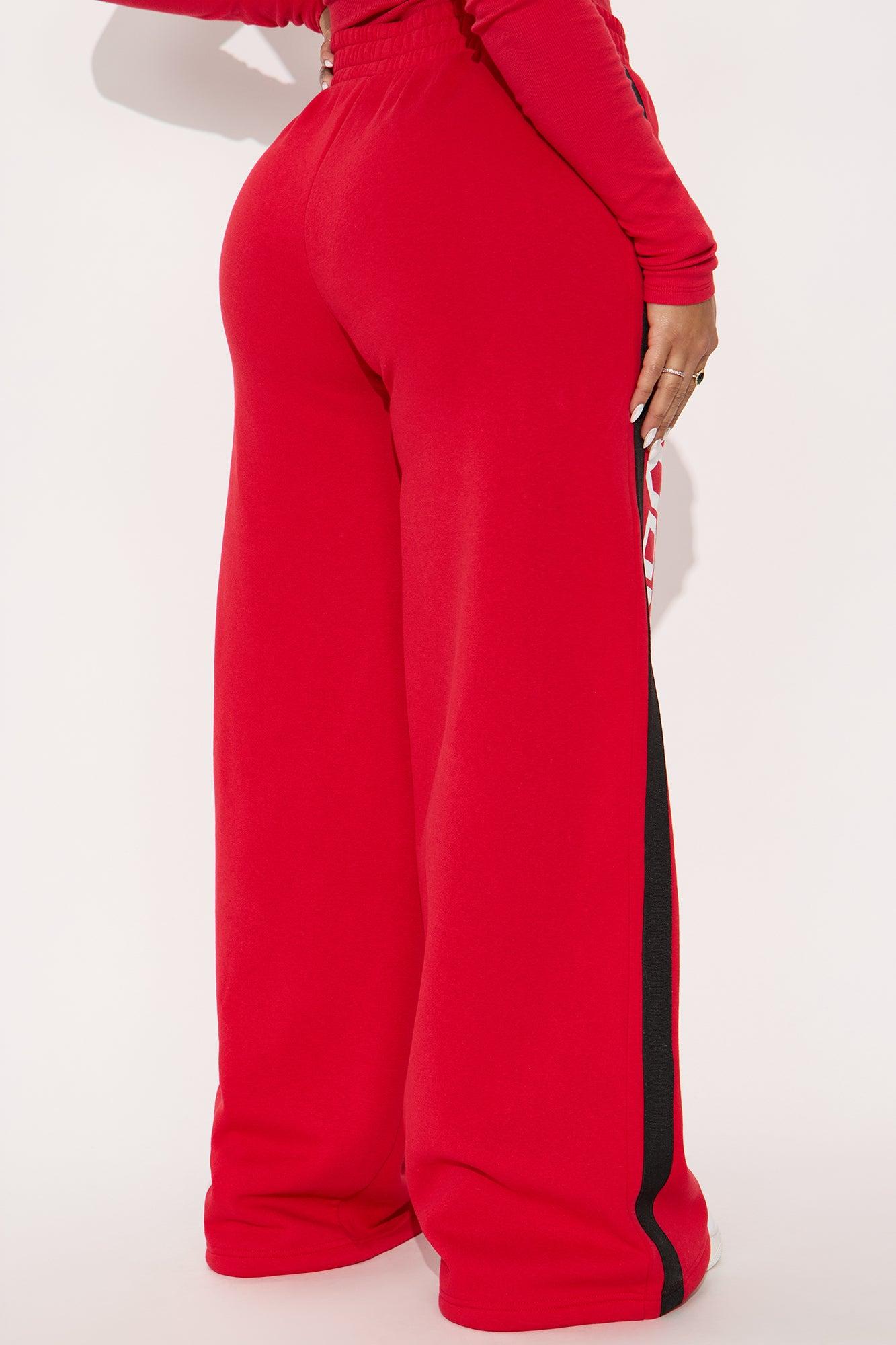 Von Dutch Favorite Fleece Wide Leg Pants - Red Female Product Image