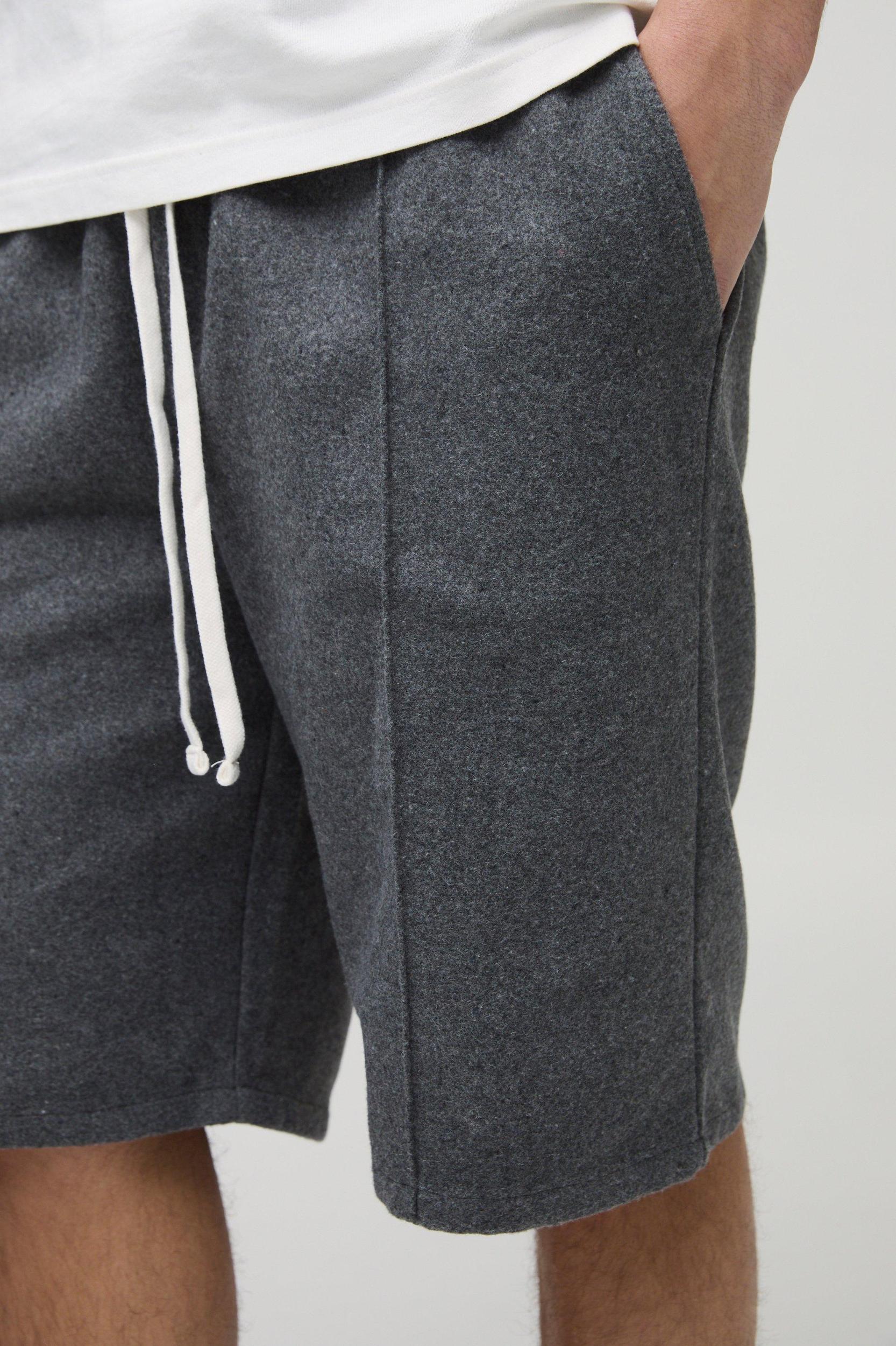Elasticated Waist Relaxed Long Length Wool Look Shorts | boohooMAN USA Product Image