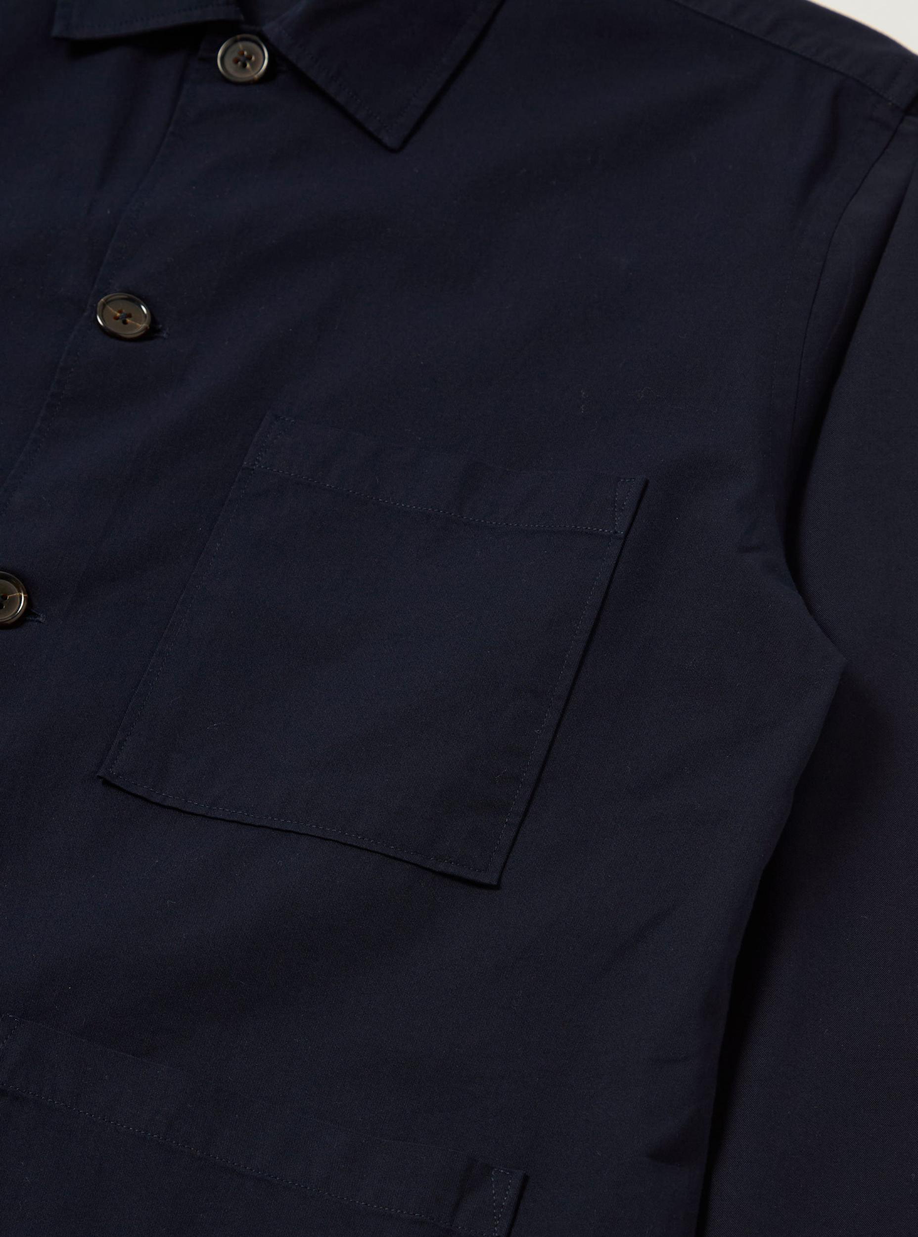 Universal Works Dockside Overshirt in Navy Military Cotton Product Image