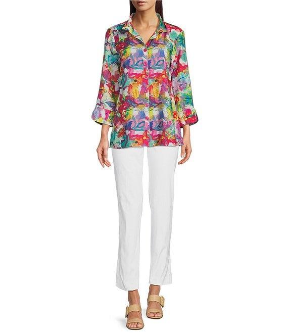 Ali Miles Wire Collar 3/4 Sleeve Woven Blouse Product Image