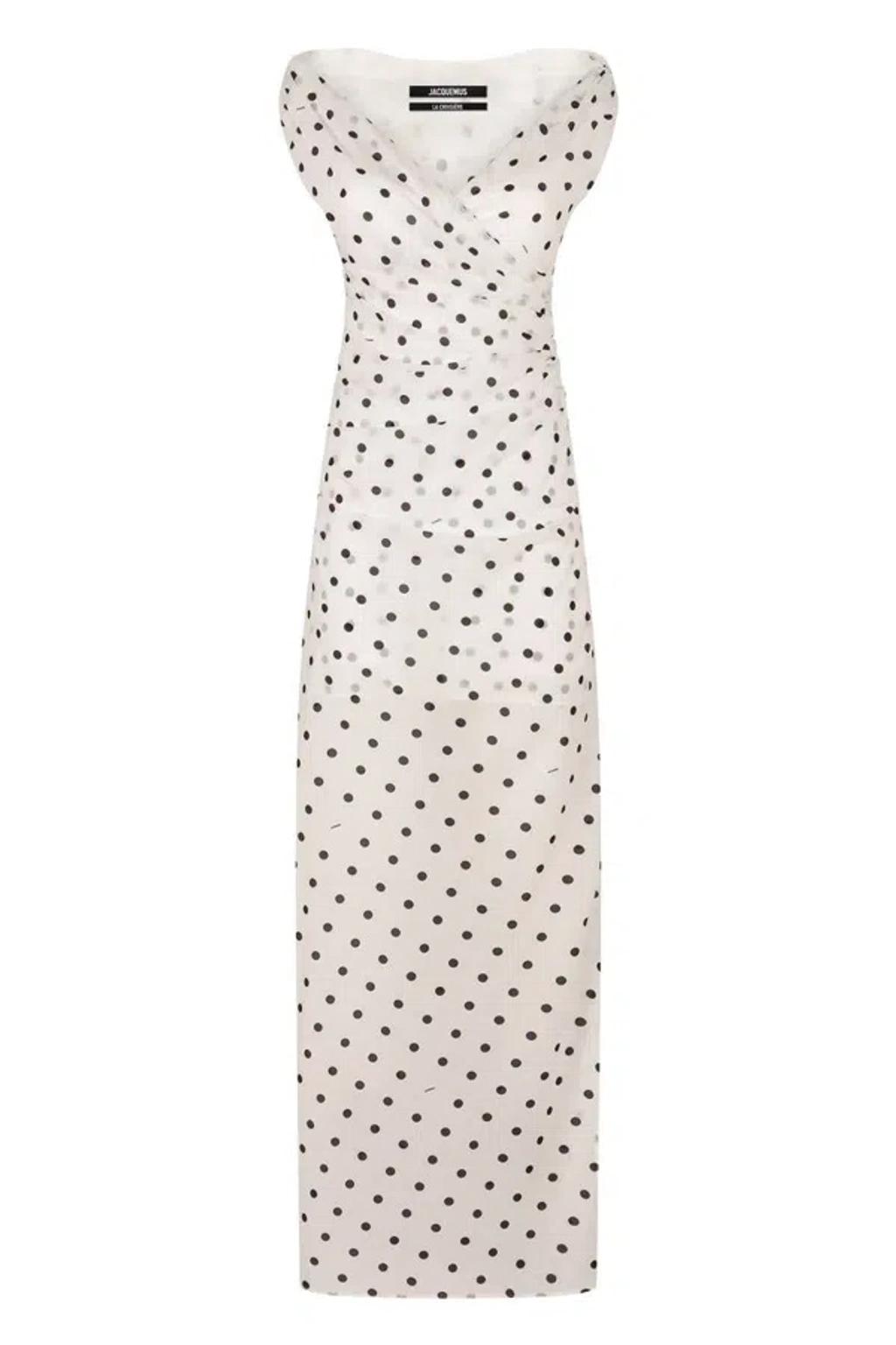 JACQUEMUS Women Rita Pois Long Dress In White Product Image