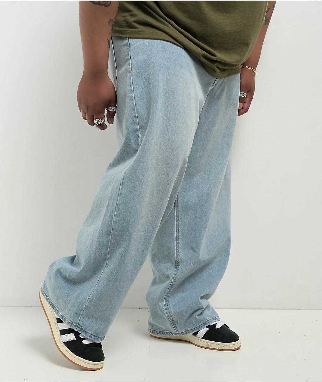 Empyre Ultra Wide Fit Colby Light Blue Wash Denim Skate Jeans Product Image