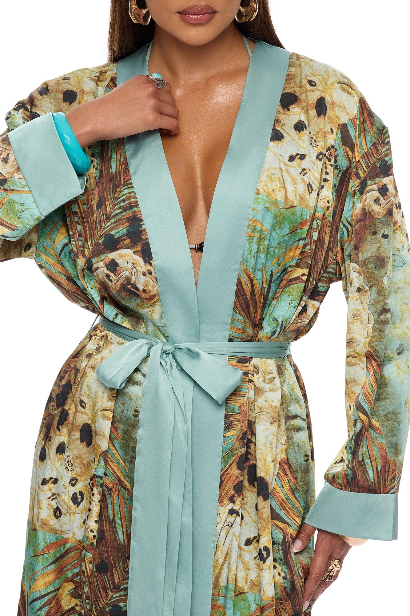 Call Me Coastal Satin Pant Set - Blue/combo Female Product Image