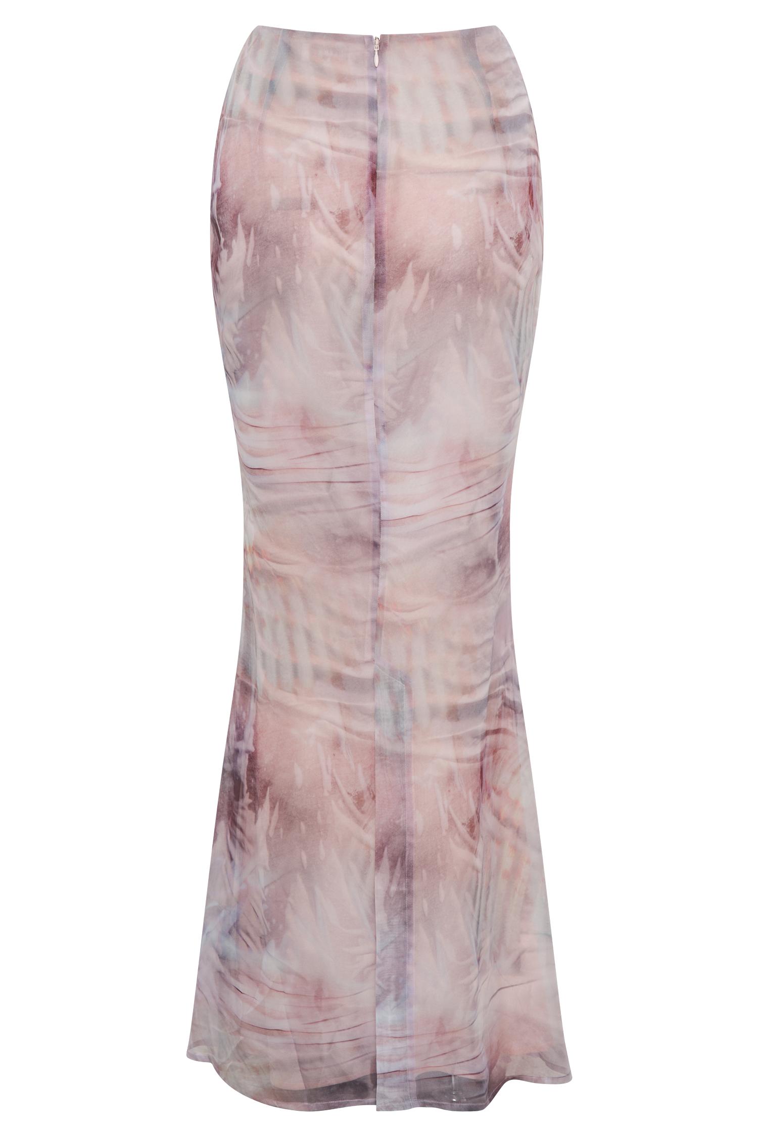 Ursula Ruched Maxi Skirt - Mermaid Shell Print Product Image