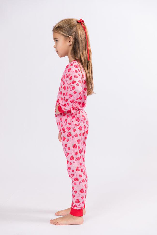 Kid's Sweet Dreams Strawberry Hearts Pajama Set FINAL SALE Product Image