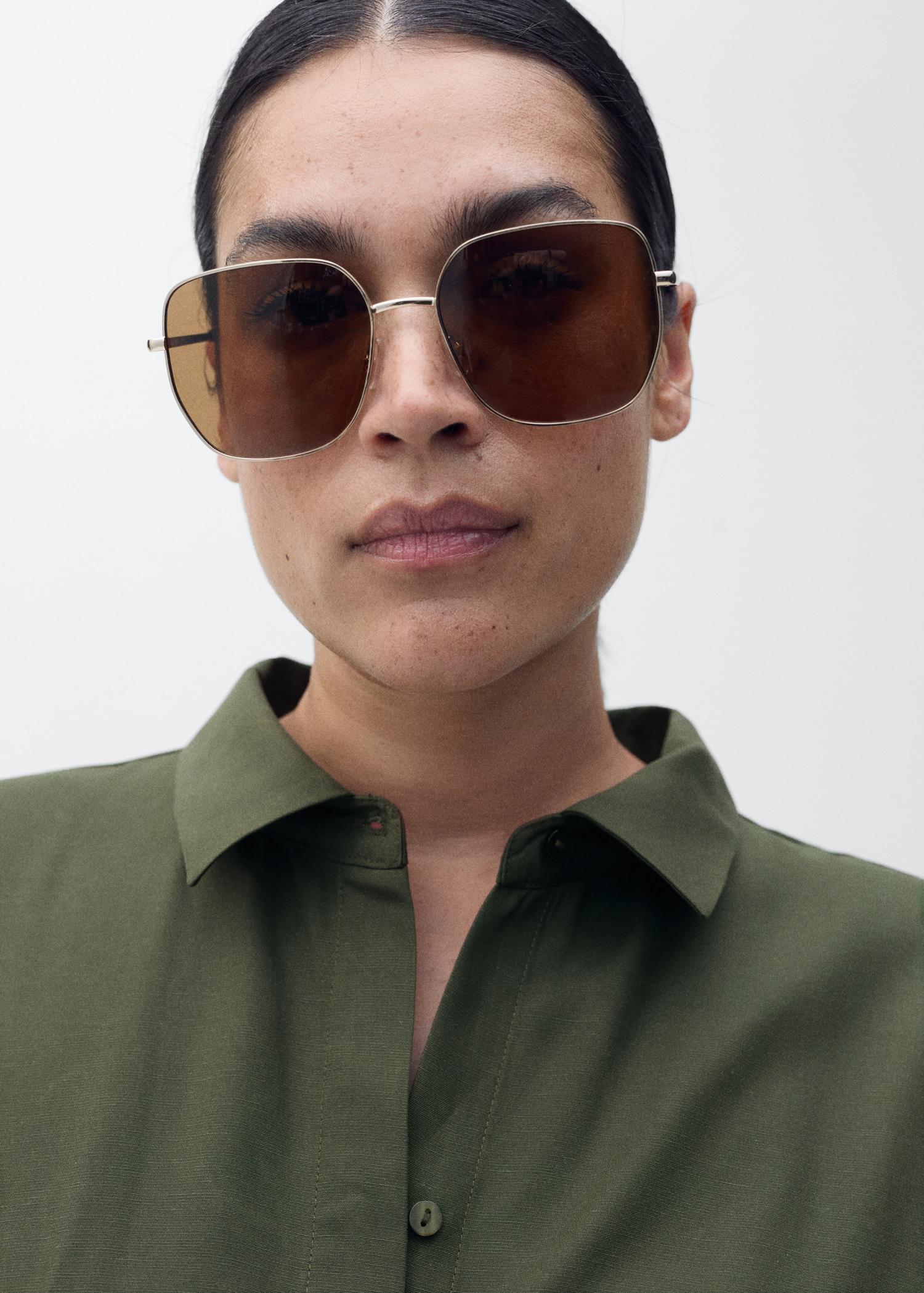 Linen and lyocell-blend shirt dress with belt - Women | MANGO USA Product Image