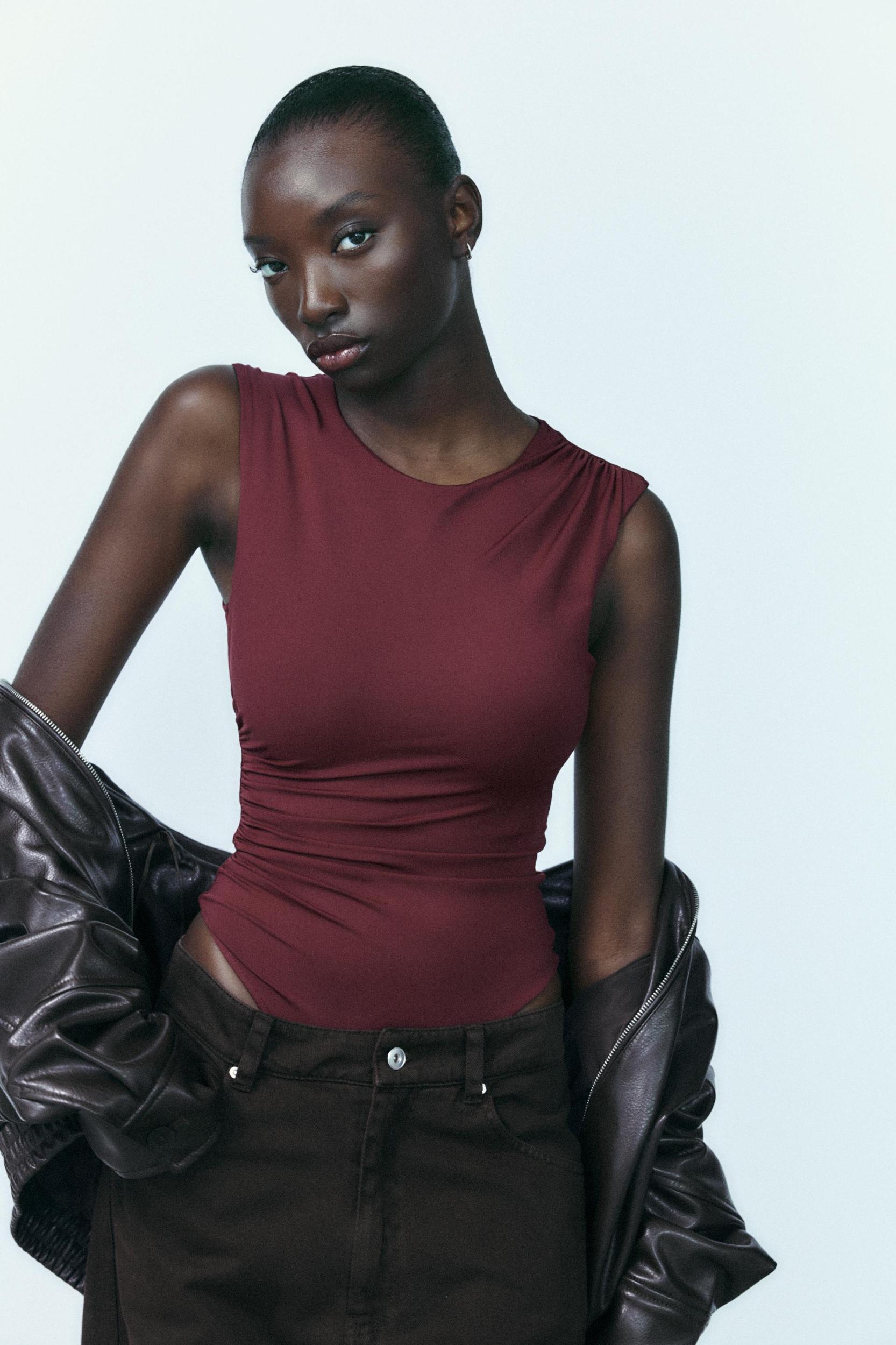 RUCHED POLYAMIDE BODYSUIT Product Image