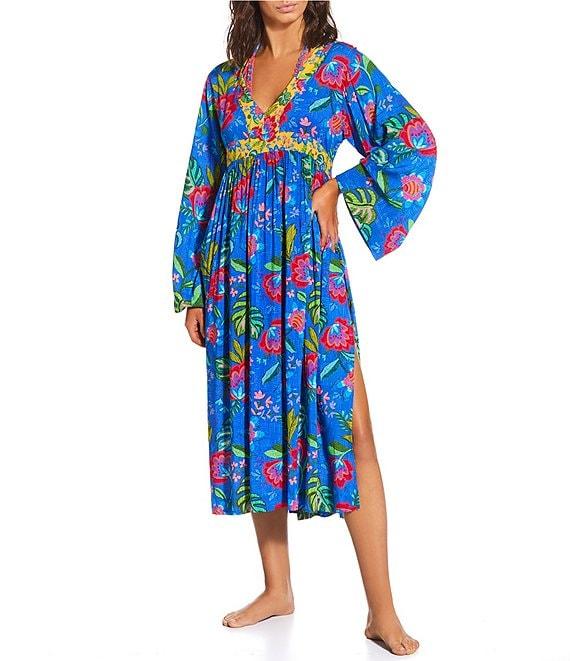 JOHNNY WAS Rumba Mix Flare Maxi Caftan Swim Cover Up Product Image
