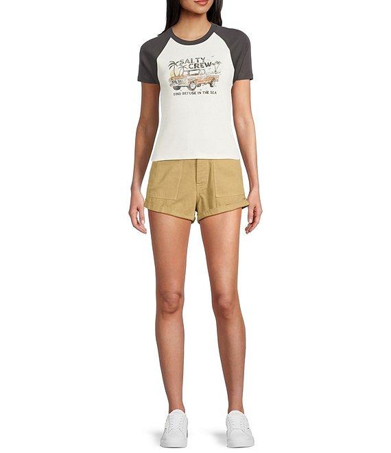 Salty Tailgate Raglan Short Sleeve Cropped Graphic T-Shirt Product Image