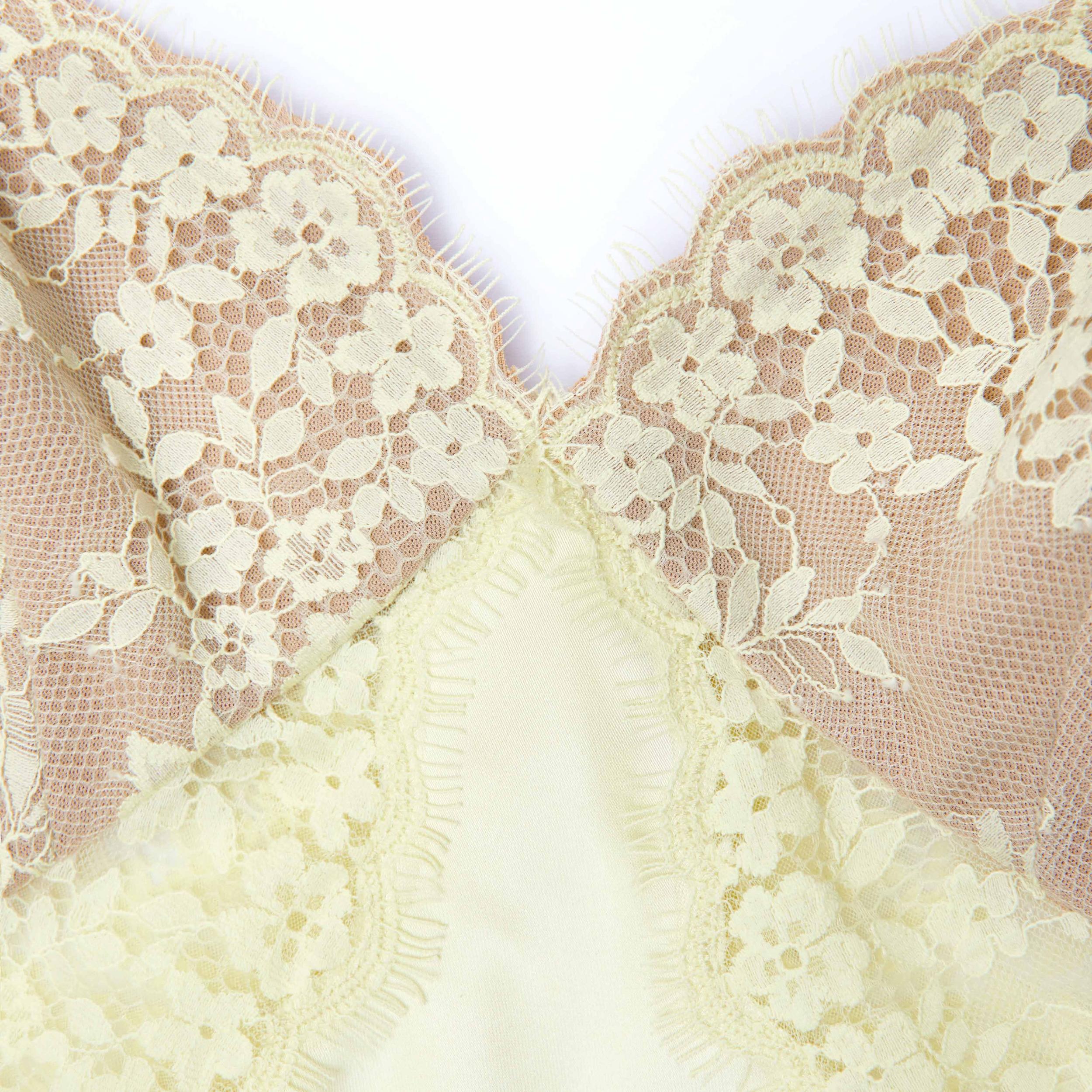 Yellow Lace Satin Maxi Dress Product Image