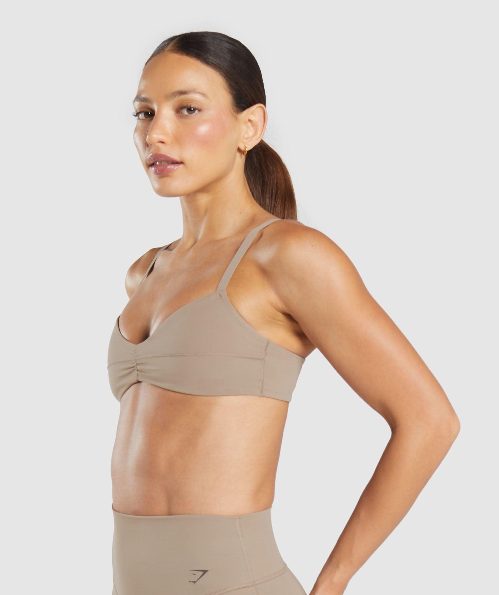 Gymshark Elevate Ruched Sports Bra - Lifestyle Brown Female Product Image
