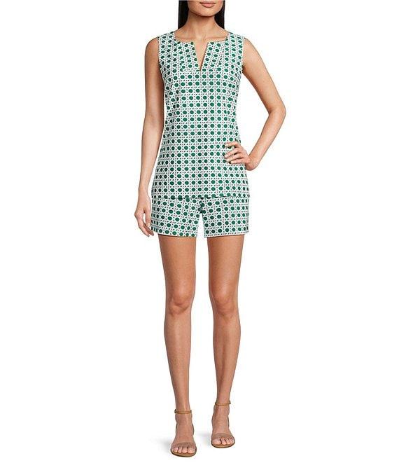 Jude Connally Coordinating Alexa Petite Rattan Print Split V-Neck Sleeveless Tank Top Product Image