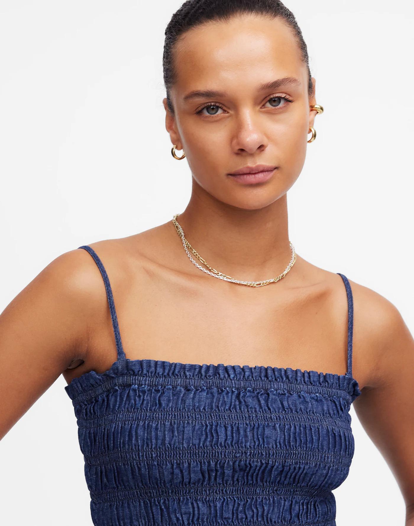Denim Smocked Tank Product Image