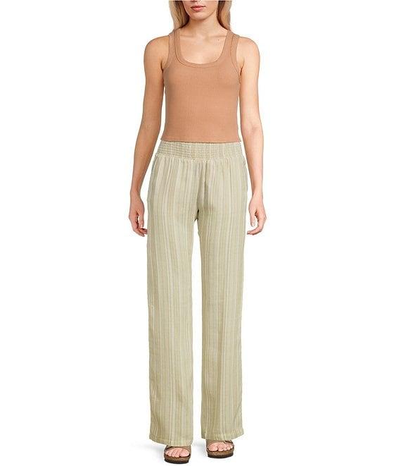 Billabong New Waves High Rise Smocked Striped Pants Product Image