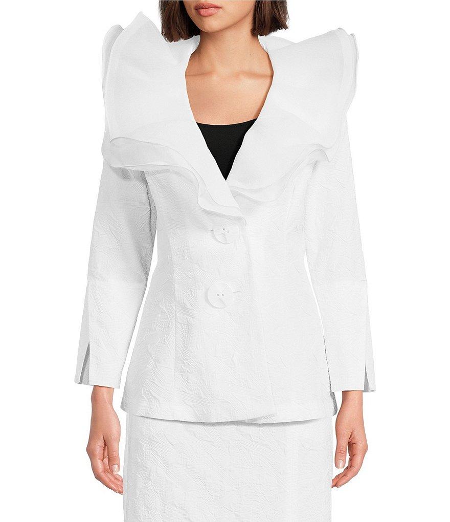 IC Collection Organza Ruffle V-Neck Long Sleeve Jacket Product Image