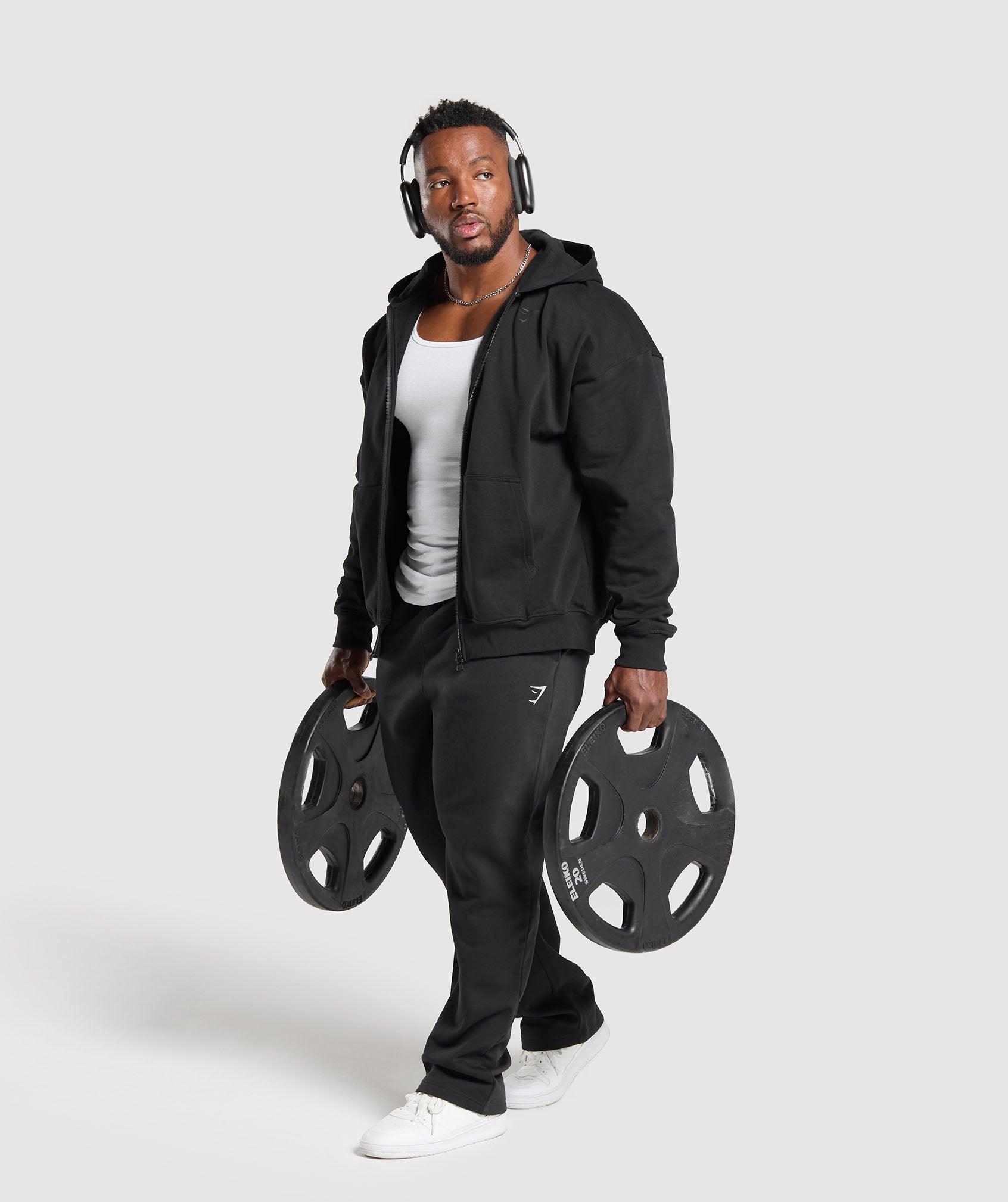 Gymshark Power Zip Up Hoodie - Black Male Product Image