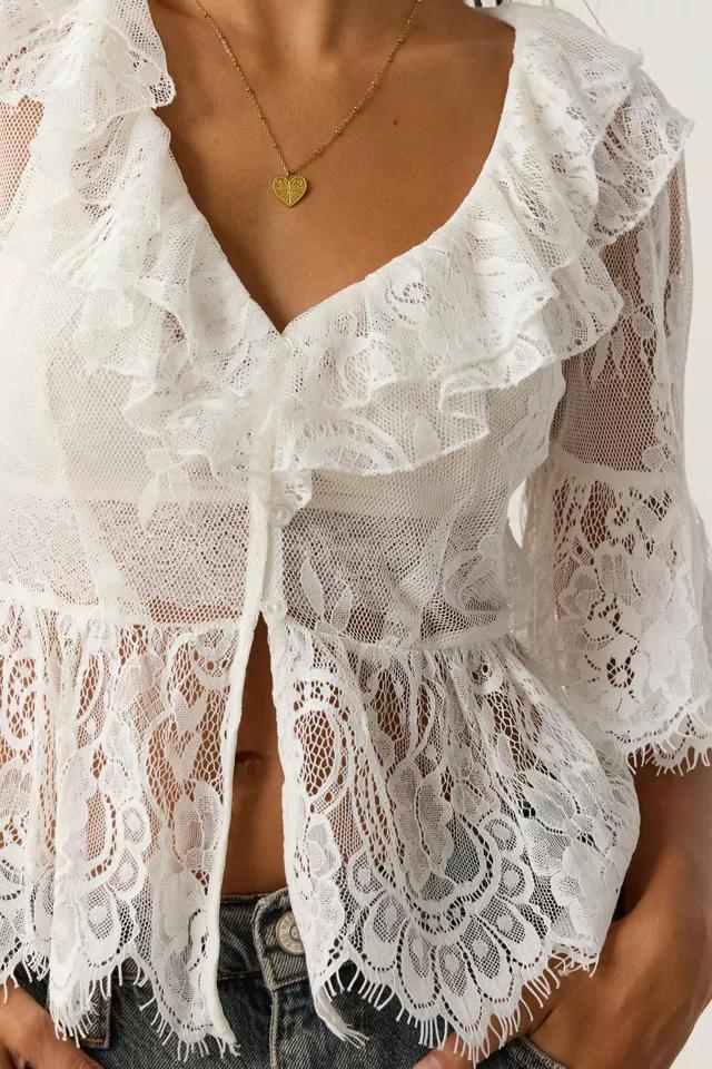 Kimchi Blue Clementine Sheer Lace Ruffle Bed Jacket Product Image