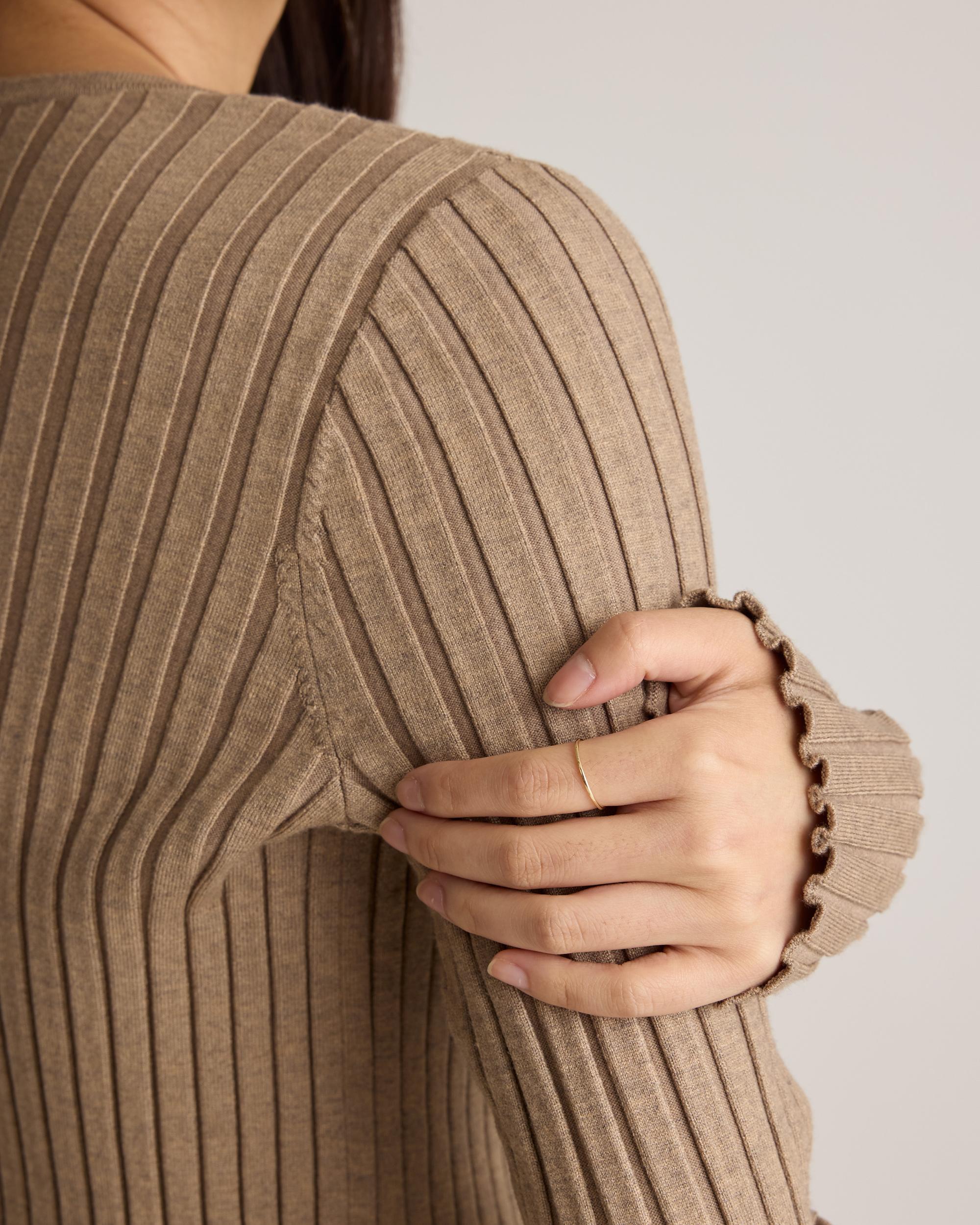 Quince | Women's Eco-Knit Cropped Rib Cardigan Sweater Product Image