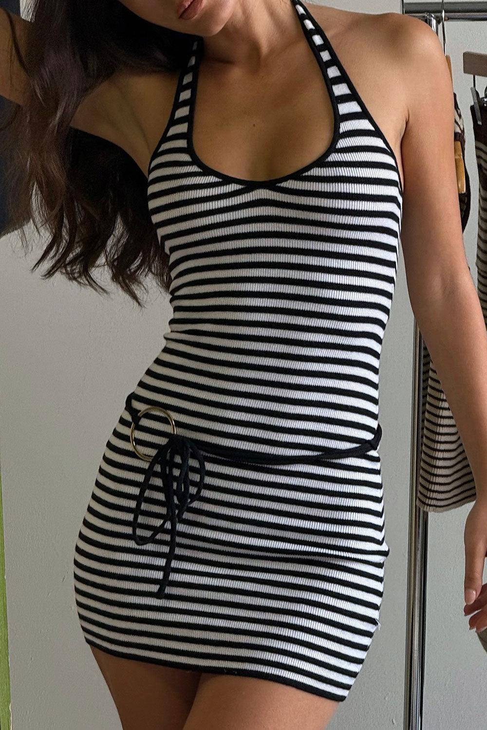 Dolly Knit Mini Dress - Jet Stripe Product Image