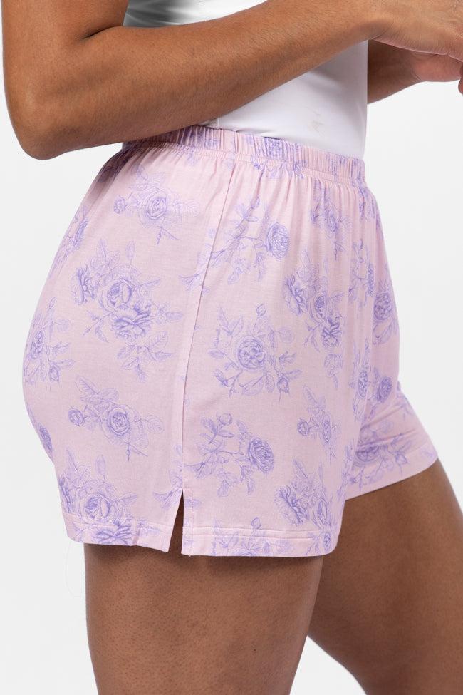 Sweet Dreams In Purple Floral Fantasy Pajama Shorts FINAL SALE Product Image