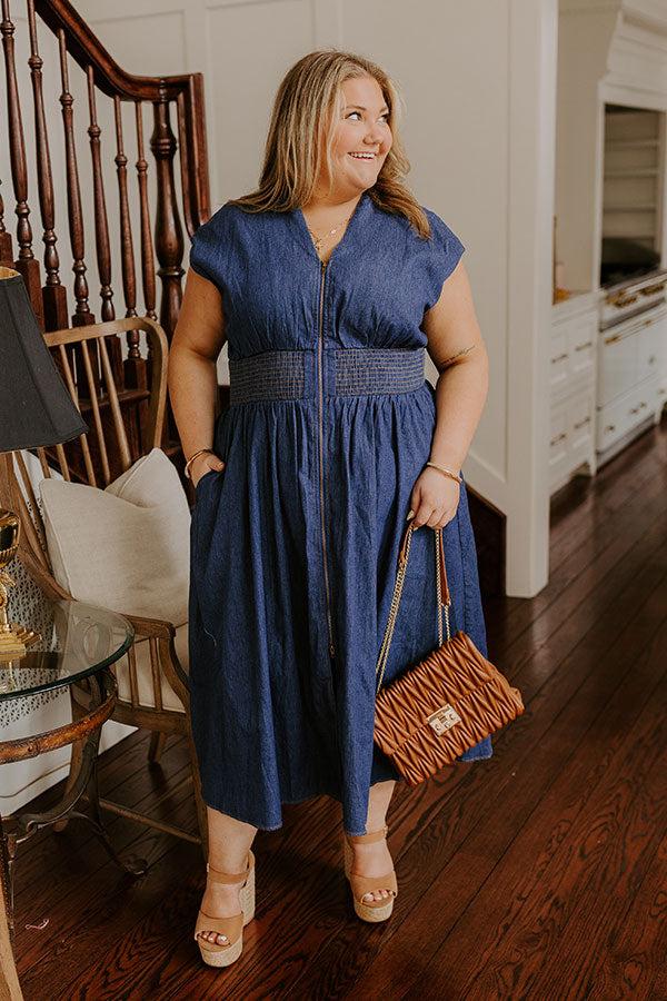 Picnic At The Park Denim Midi Dress Curves Product Image