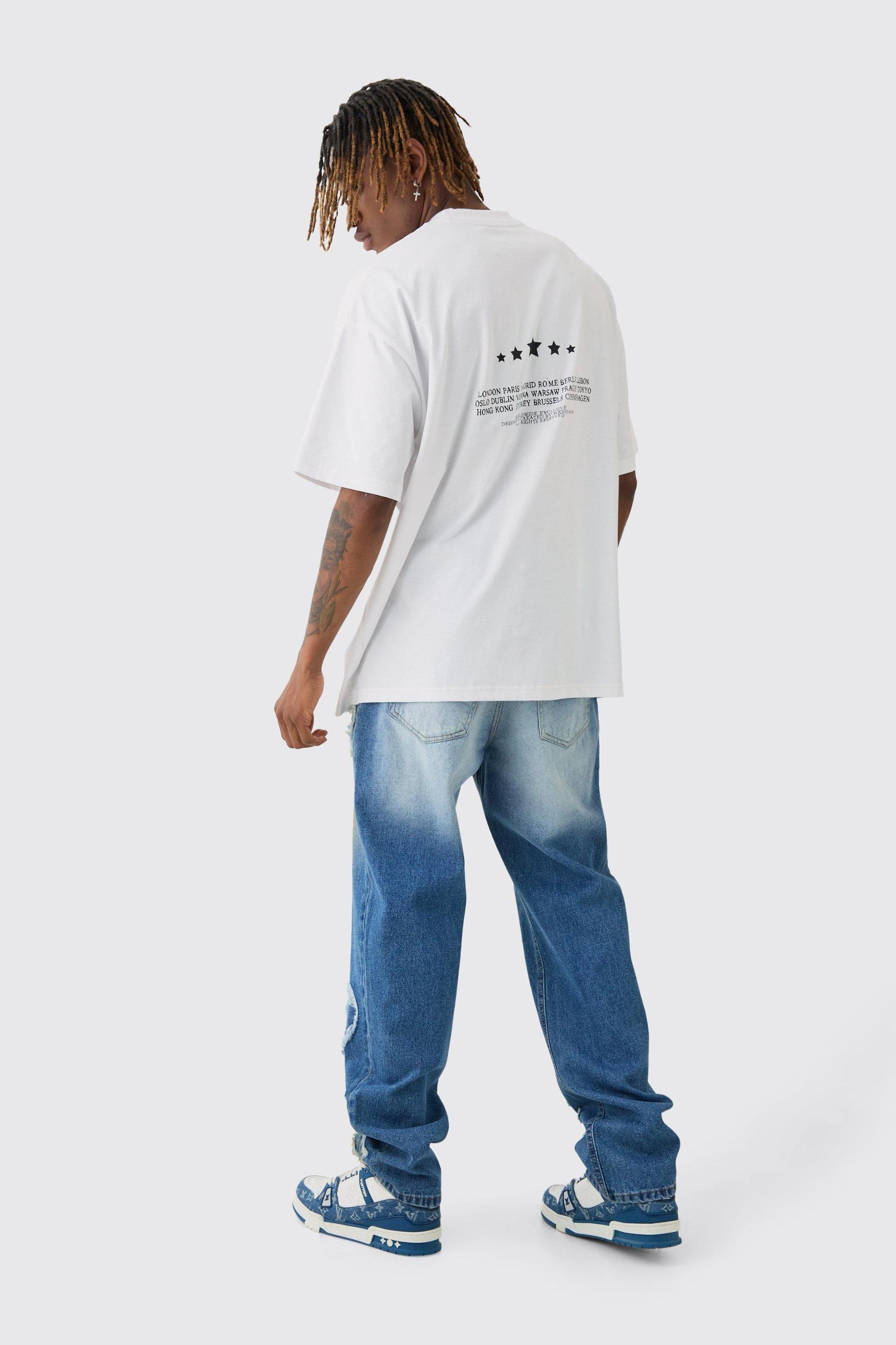 Tall Applique Relaxed Fit Jeans | boohooMAN USA Product Image