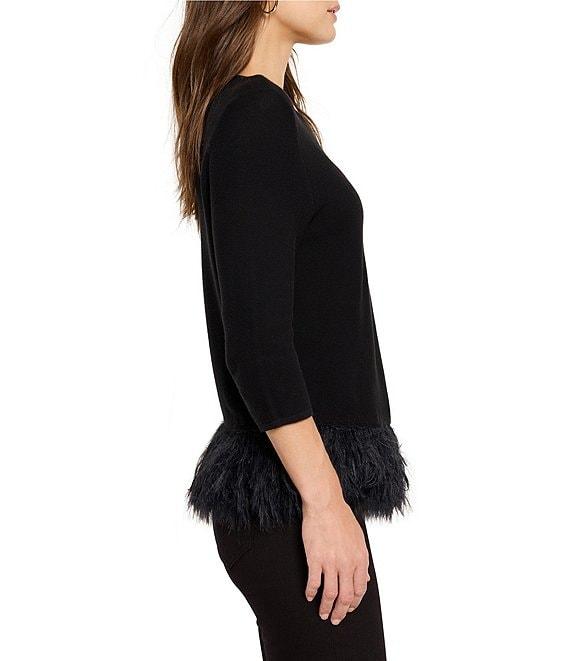 NIC + ZOE Knit Round Neck 3/4 Sleeve Feature Hem Sweater Product Image