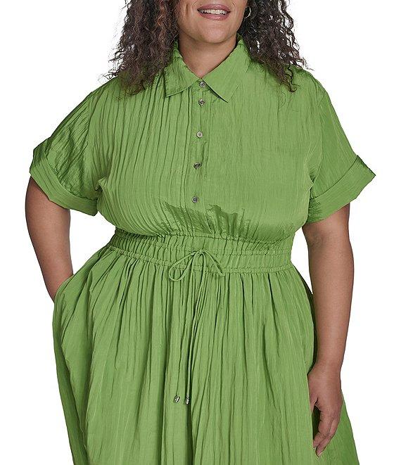 DKNY by Donna Karan Plus Size Button Down Collar Shirt Dress Product Image